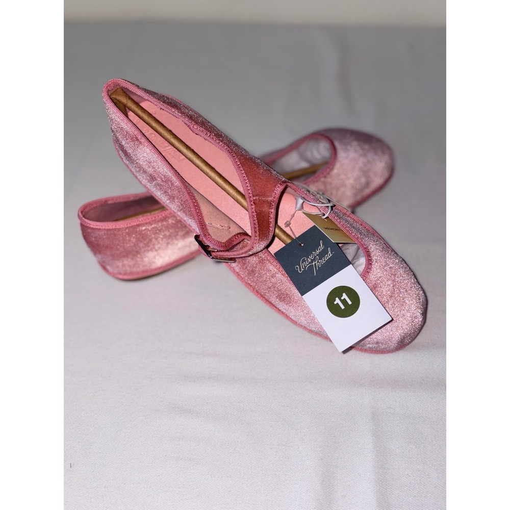Universal Thread Pink Velvet Mary Jane Flats Memory Foam Halston Size 11 NEW - Picture 8 of 11